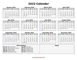 Printable Monthly Calendar 2022 Calendar
