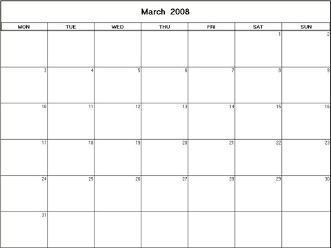 2008 Printable Calendar