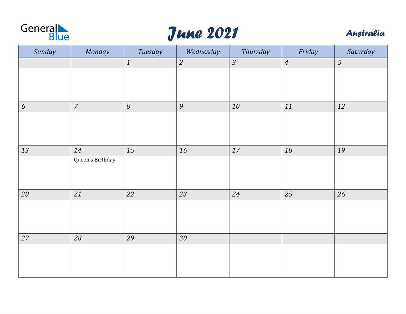 July 2021 To June 2021 Calendar Printable