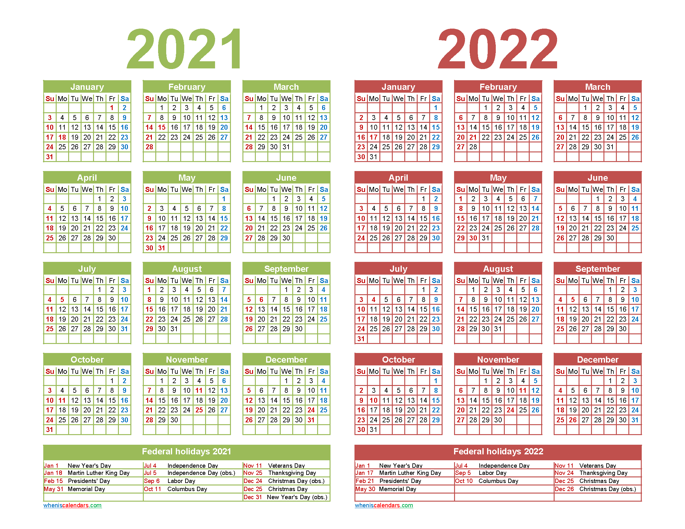 Free Printable 2021 And 2022 Calendar Printable