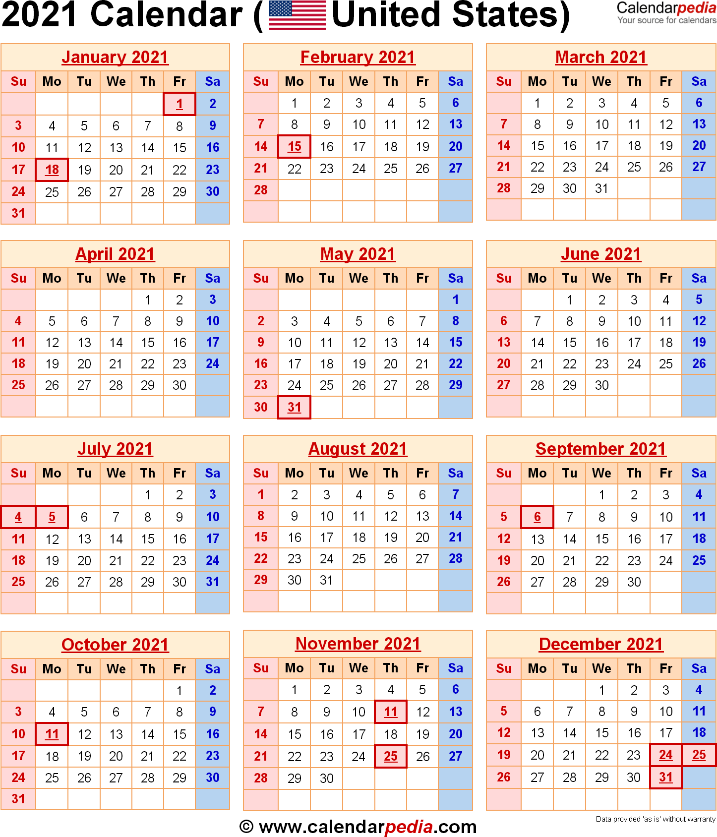 Large Print 2021 Calendar