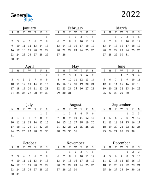 Free Printable Editable Calendar 2022