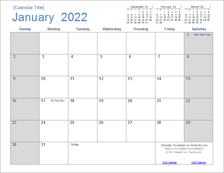 Printable 2022 And 2022 Calendars