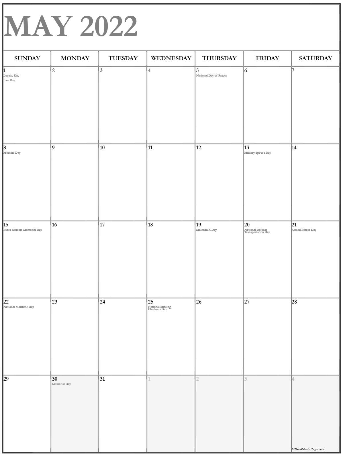 May And June 2022 Calendar Printable