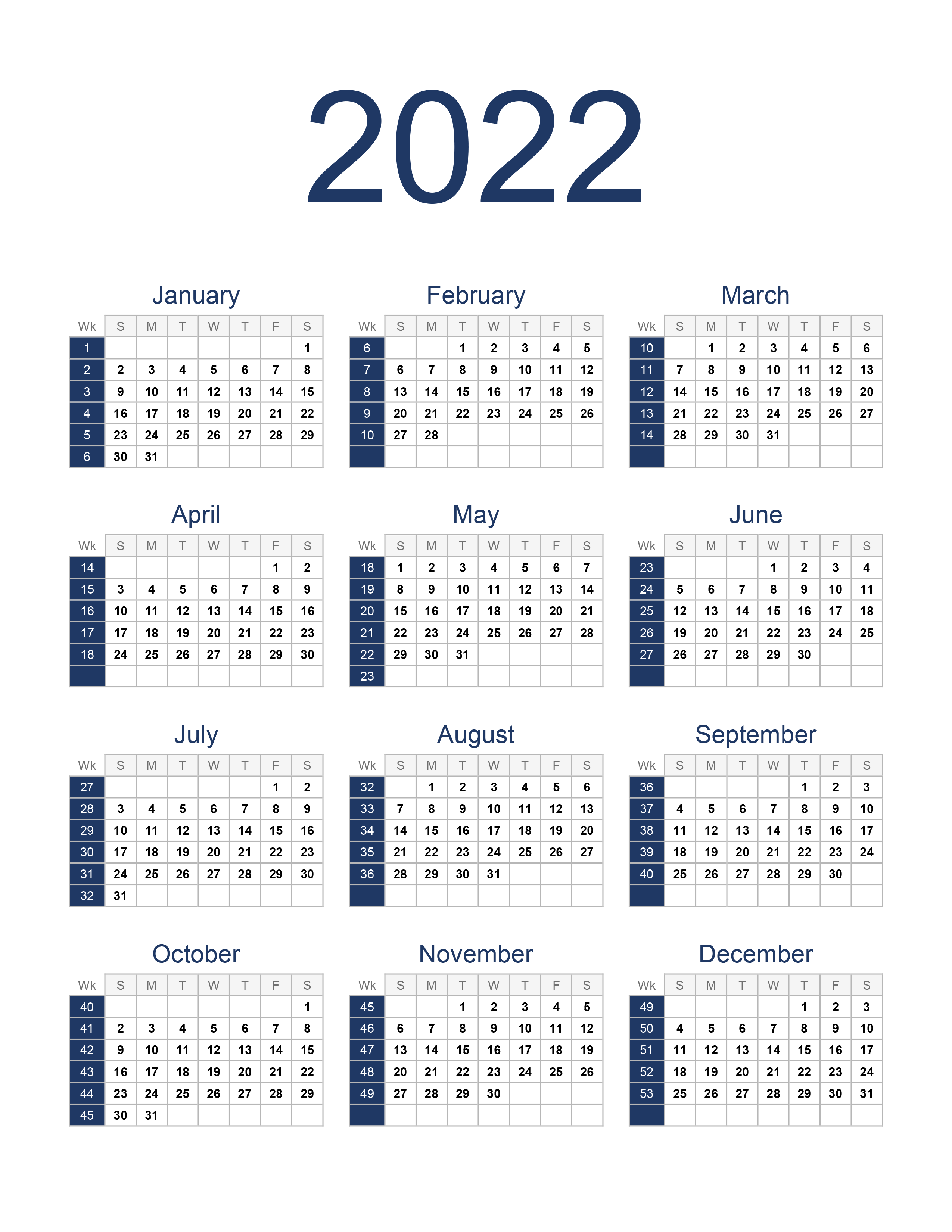 Printable Schedule Calendar 2022