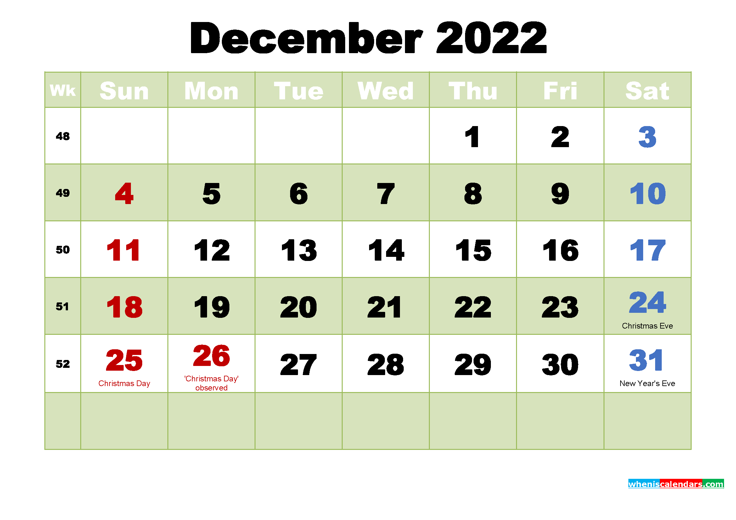 Free Monthly Calendar 2022 Printable