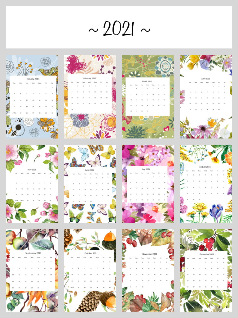 Pinterest Calendar 2021 Printable