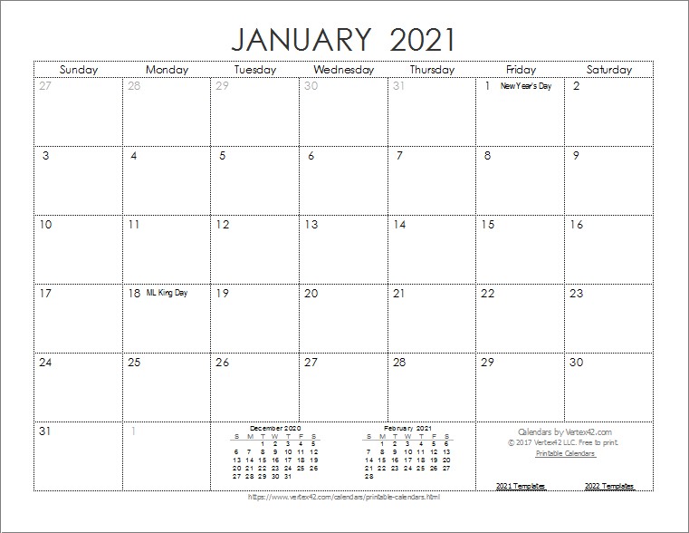 Printable Blank Calendar 2021 Pdf