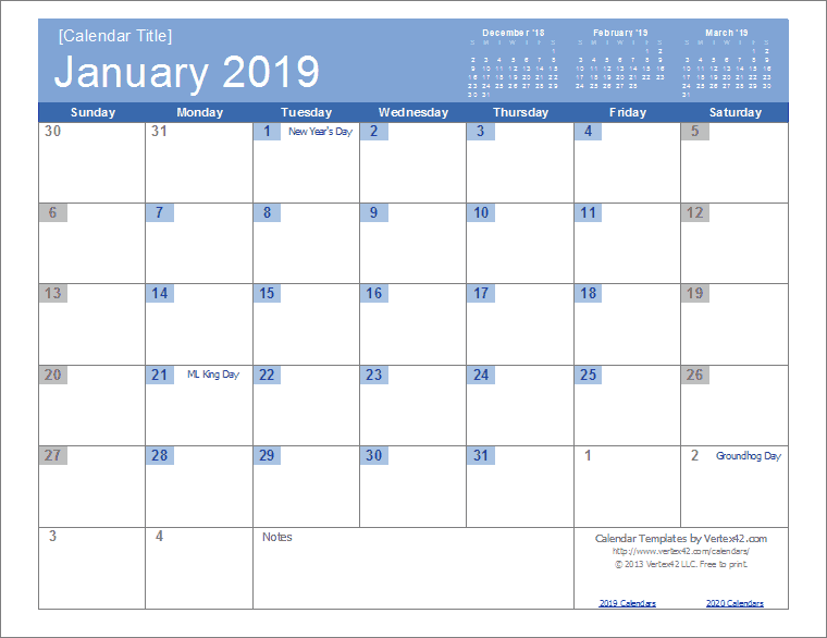 3 Year Calendar 2019 To 2021 Printable