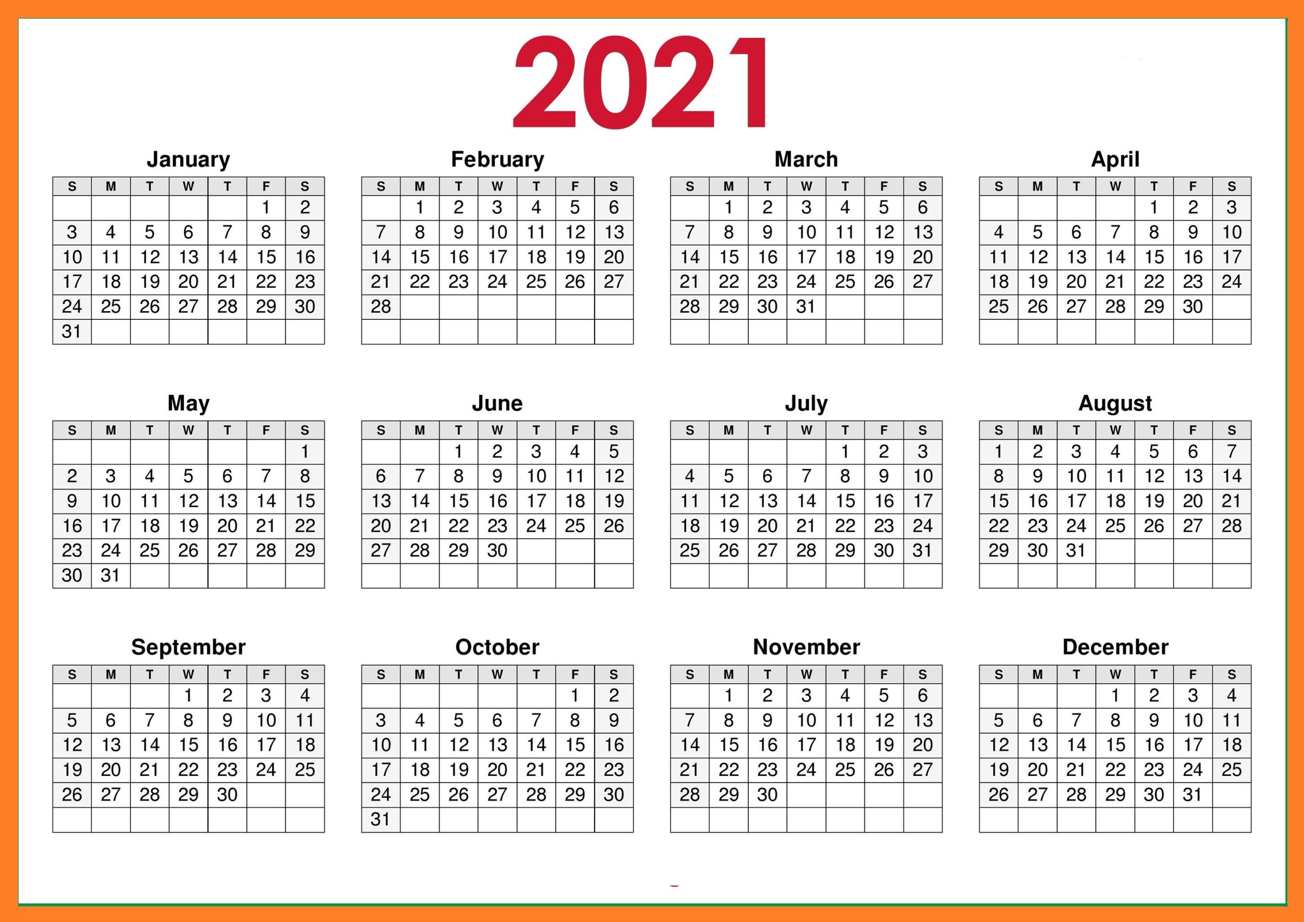 2021 And 2021 Printable Calendar