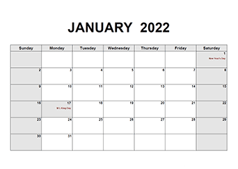 2022 Weekly Calendar Printable