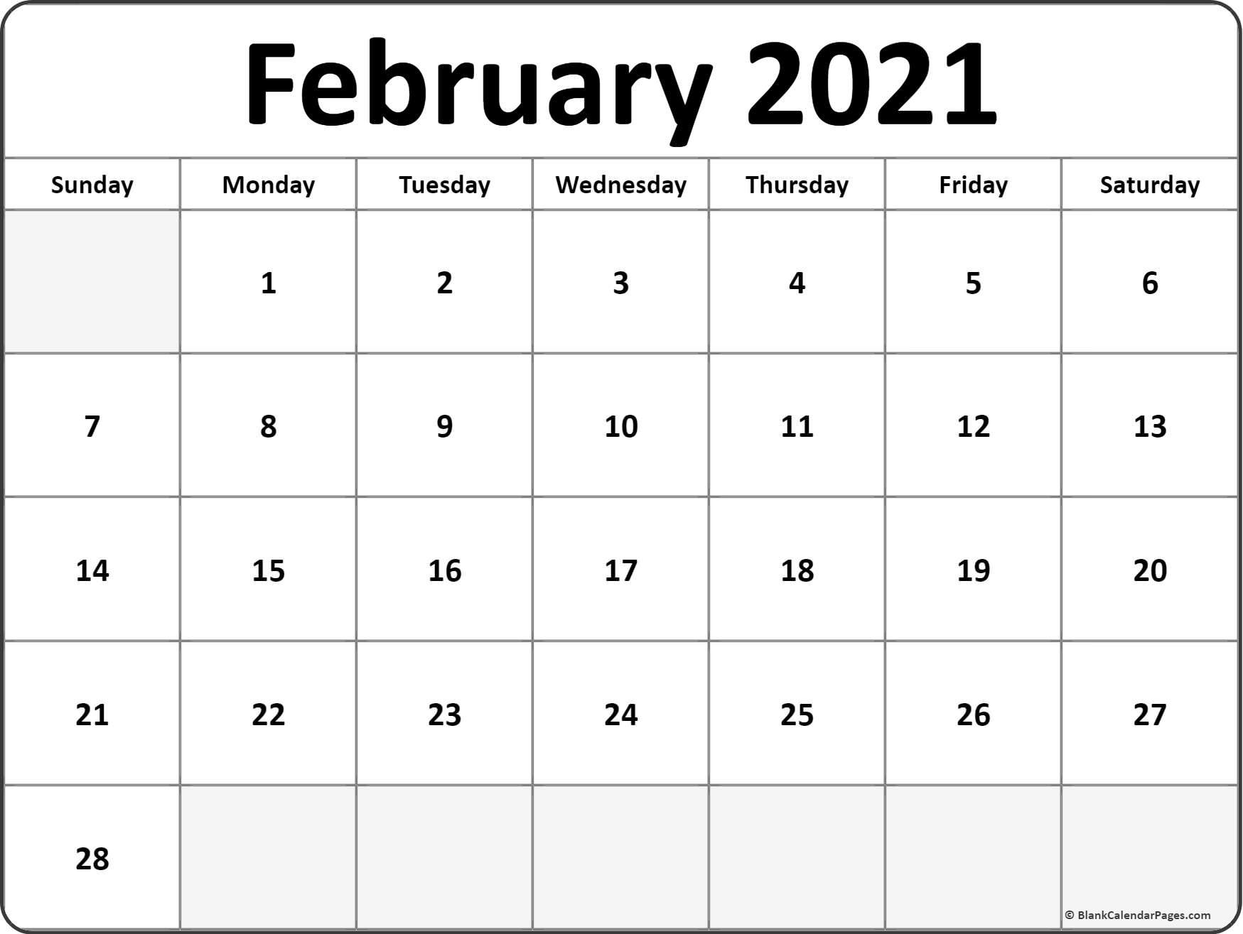 February Calendar Printable 2022