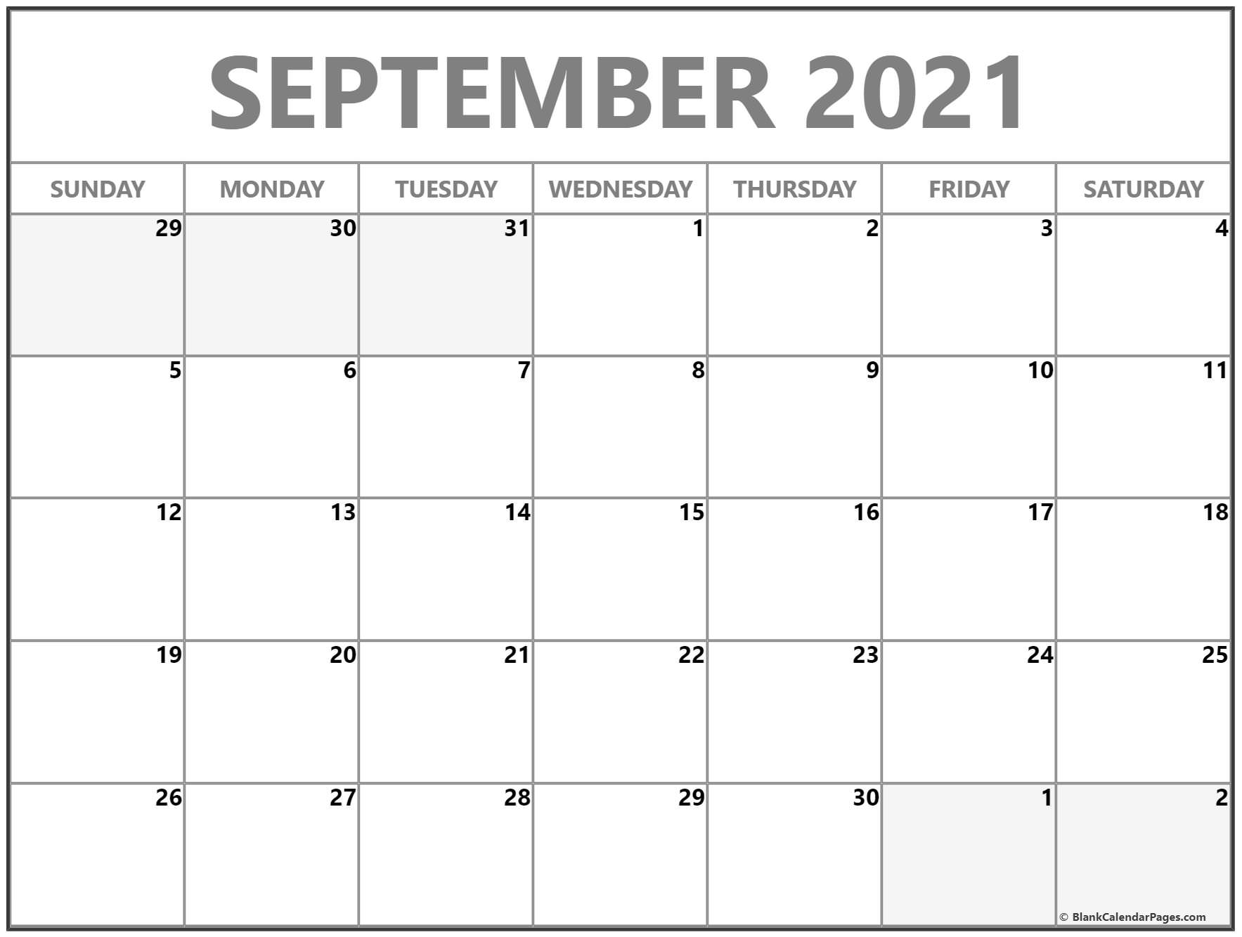 Printable September 2021 Calendar