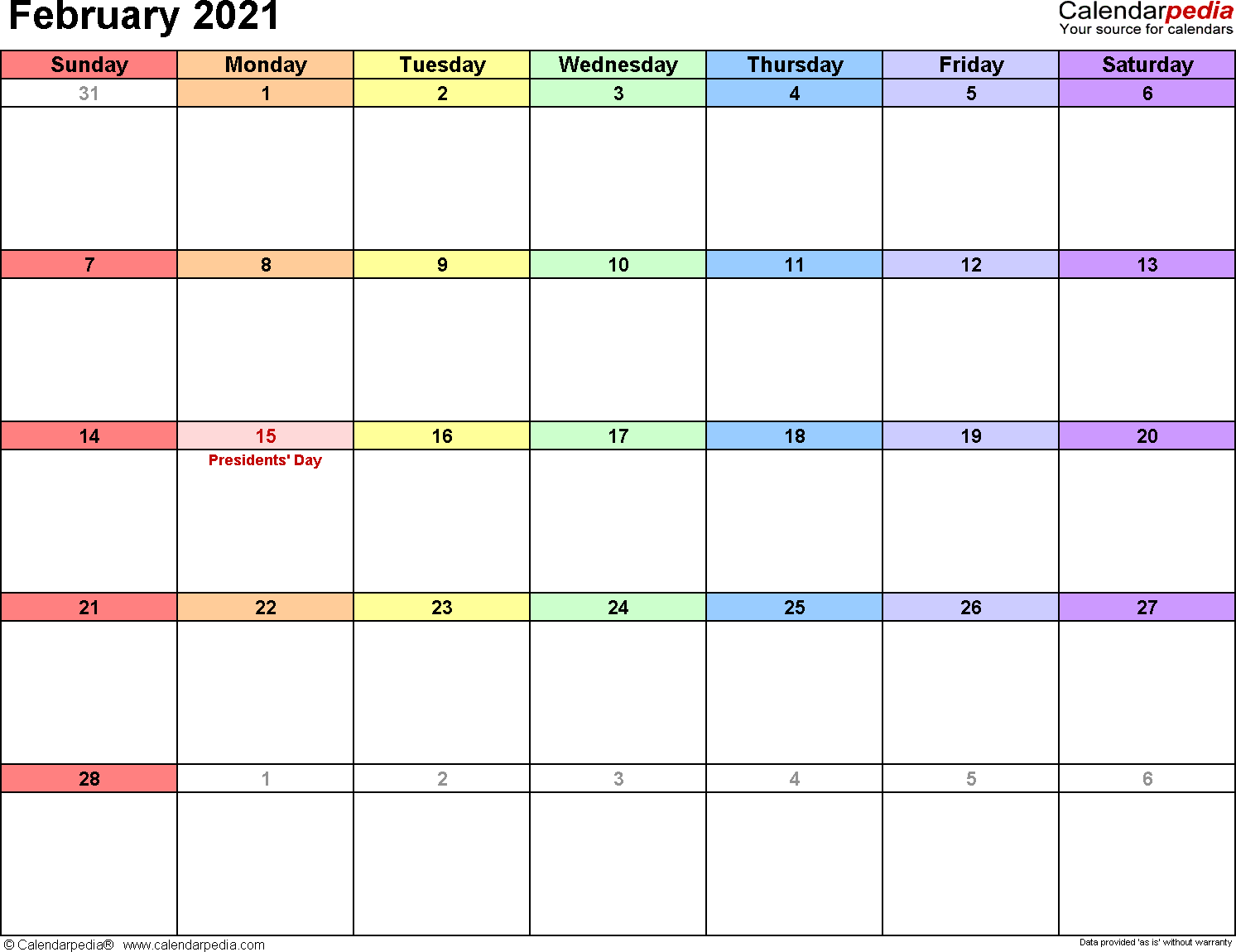 Cute February 2021 Calendar Printable