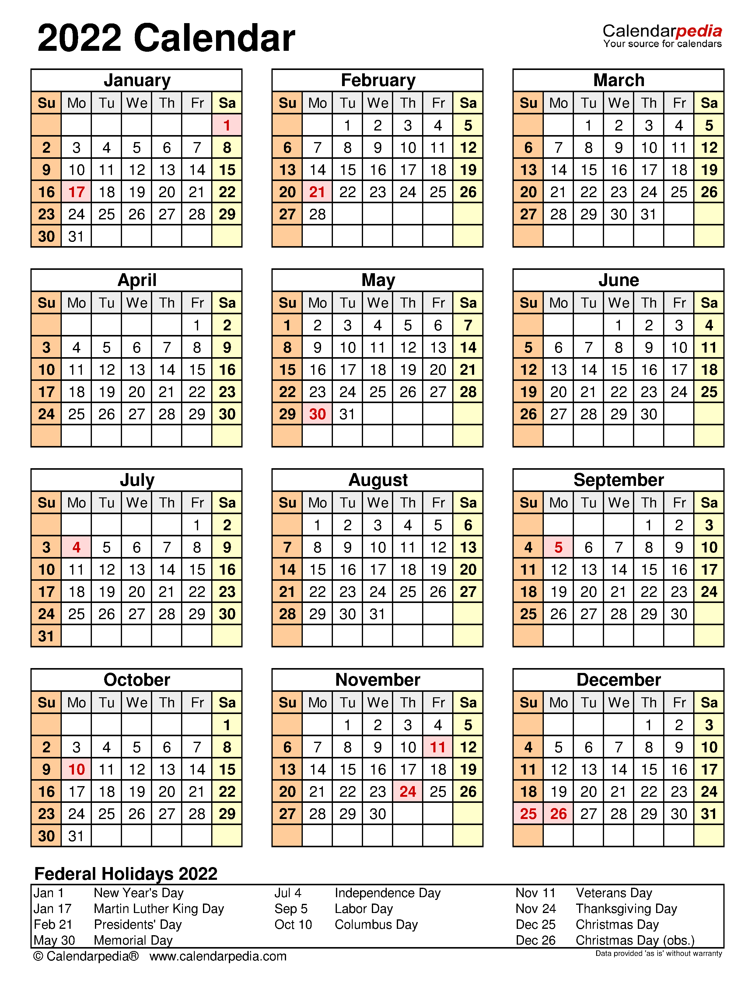 2022 Calendar Uk Printable