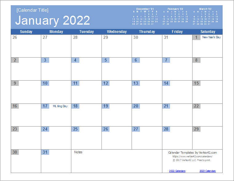 2022 Desk Calendar Printable