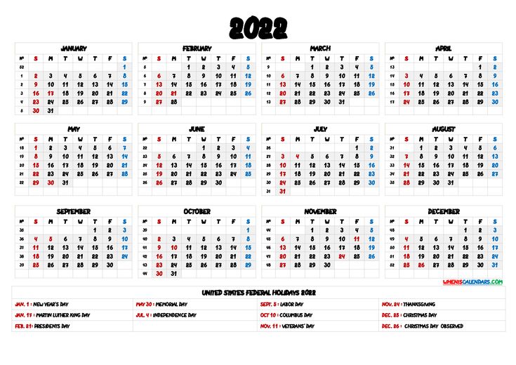 2022 Calendar Printable Flowers