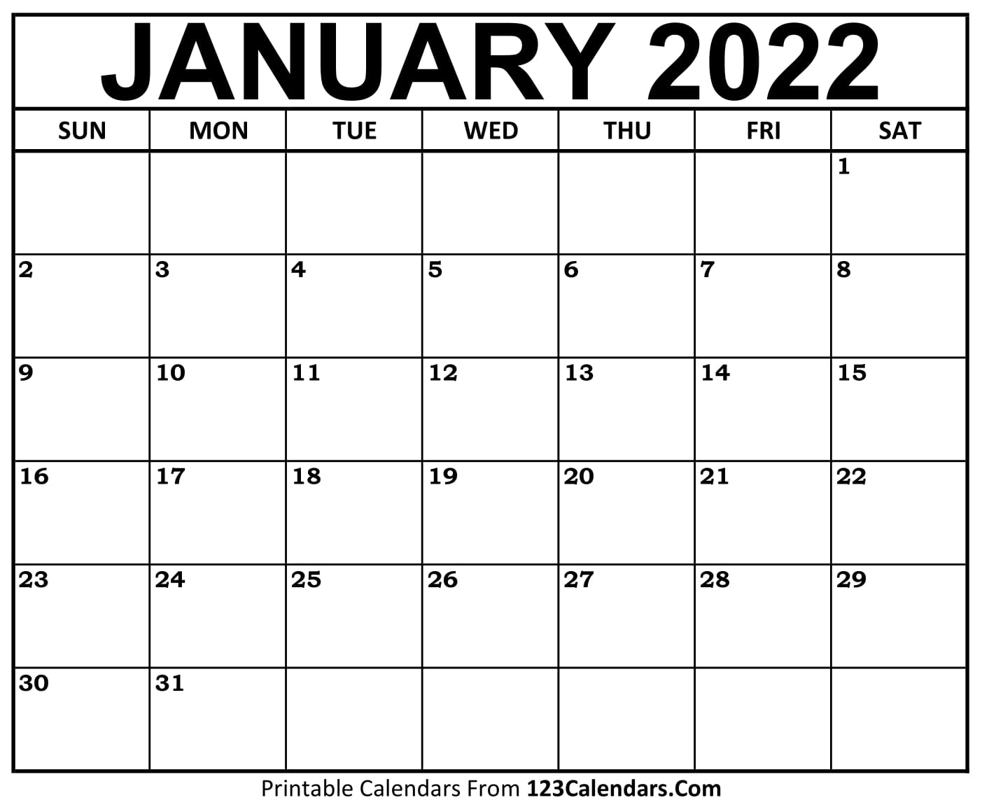 Calendar 2022 Template Printable