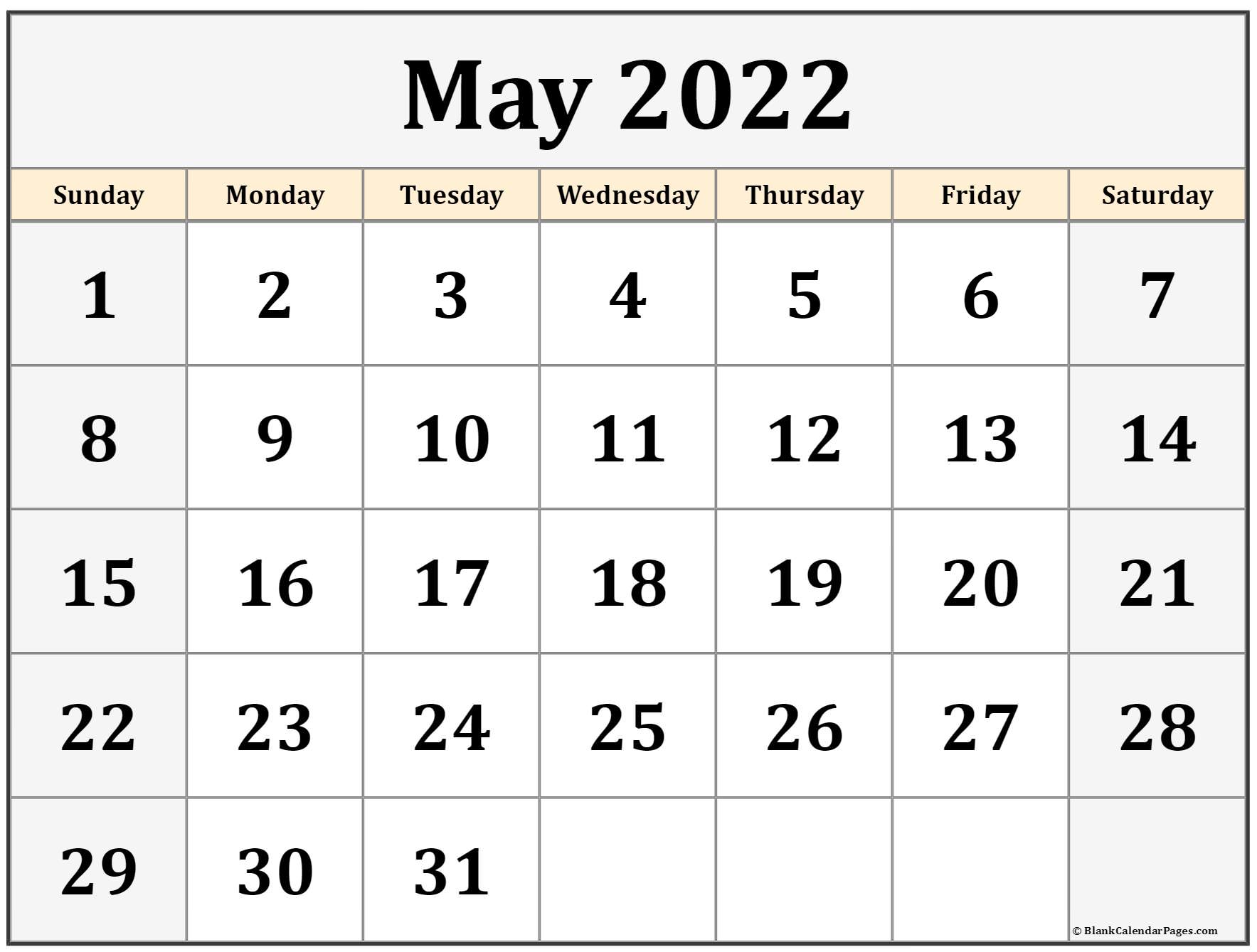 Free Printable Monthly Calendar For 2022