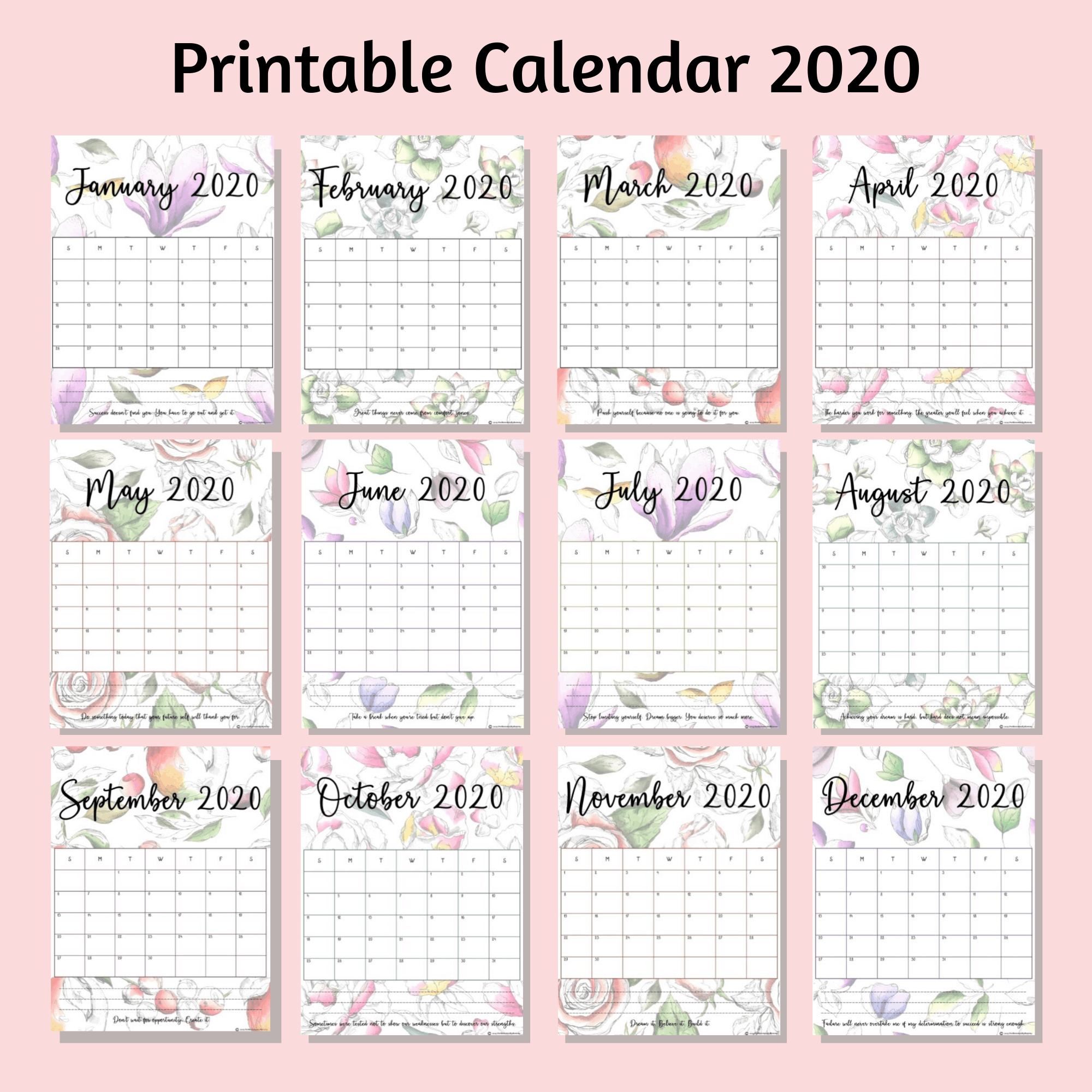Year Printable Cute Calendar