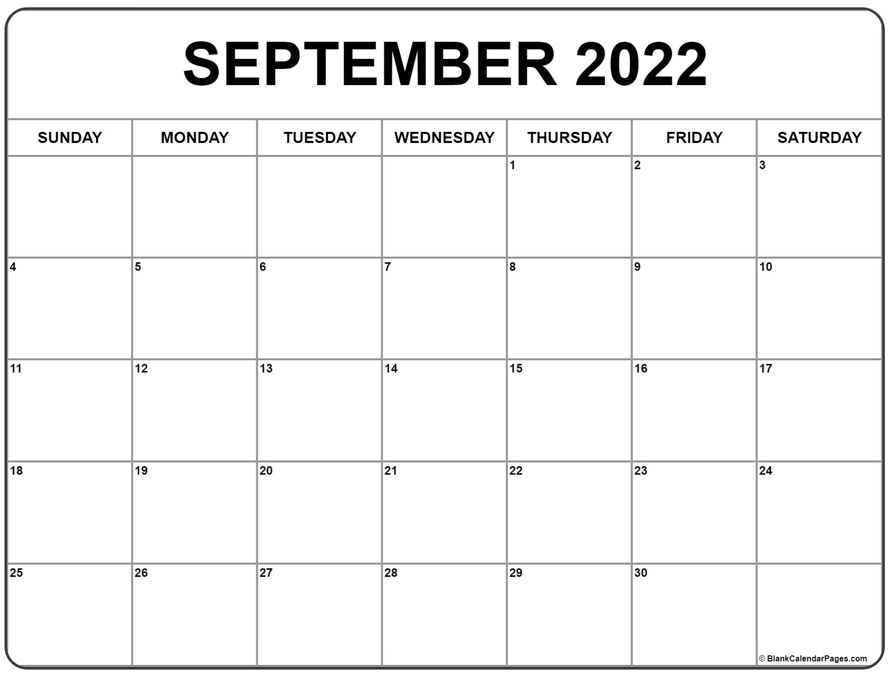 2022 Blank Monthly Calendar Printable
