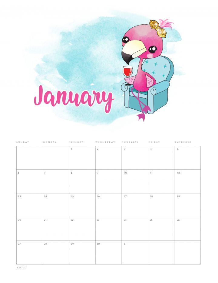 Printable Cute Calendar Template