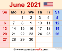 2021 June Calendar Printable Pdf