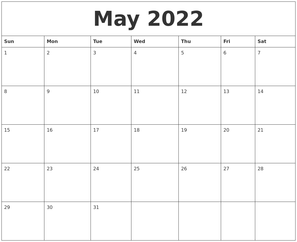 Printable Word Calendar 2022