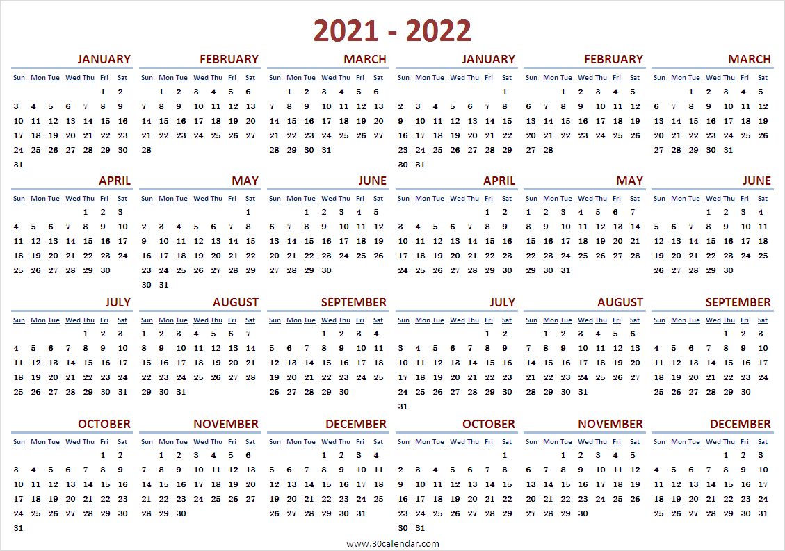Free Printable Daily Calendar 2022