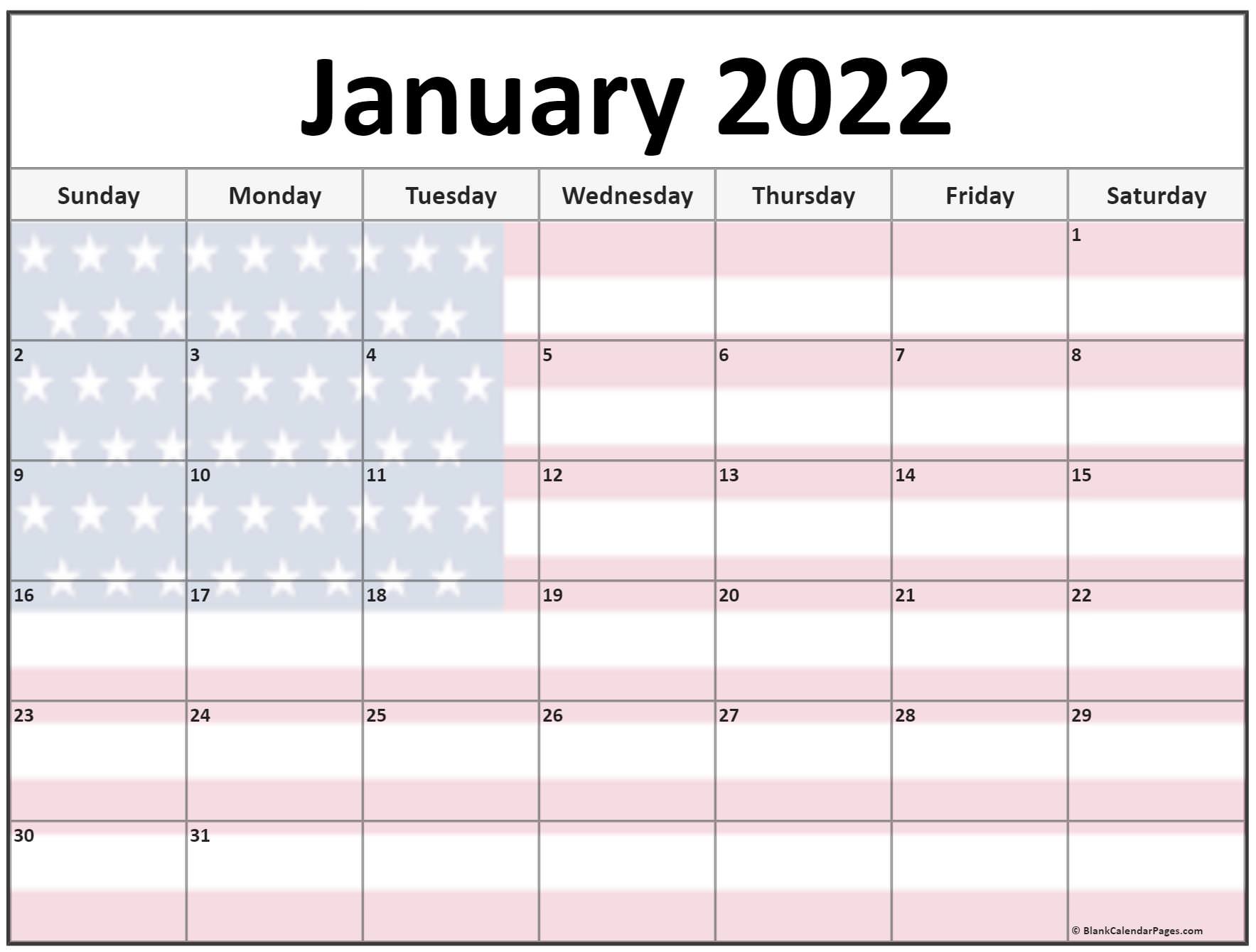 Blank January 2022 Calendar Printable