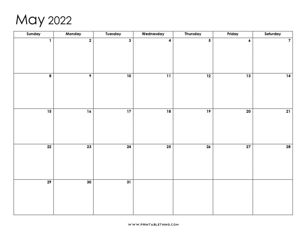 Printable May 2022 Calendar With Holidays