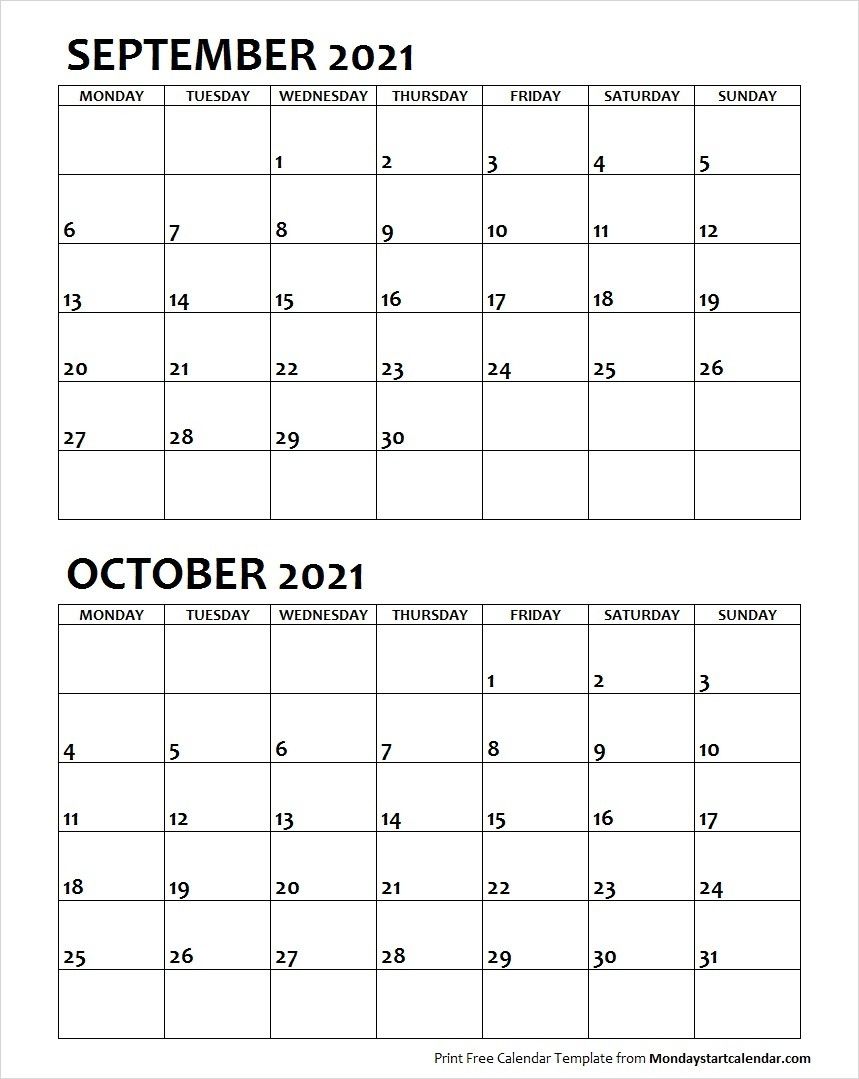 September October 2021 Calendar