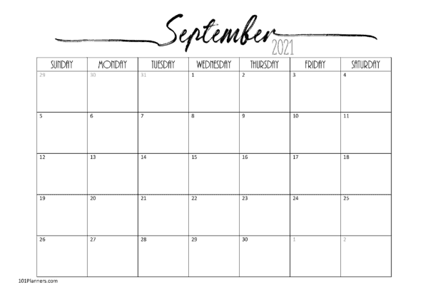 Calendar September 2021 Template