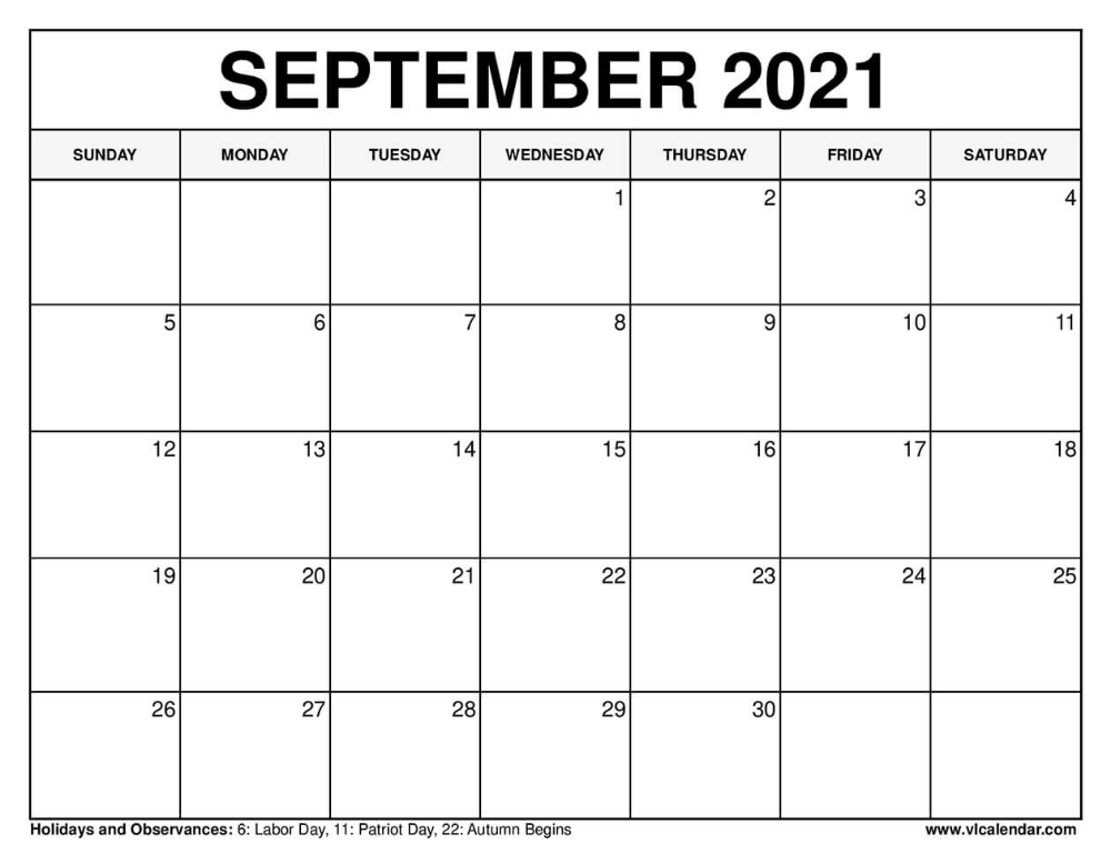 Calendar September 2021 Excel