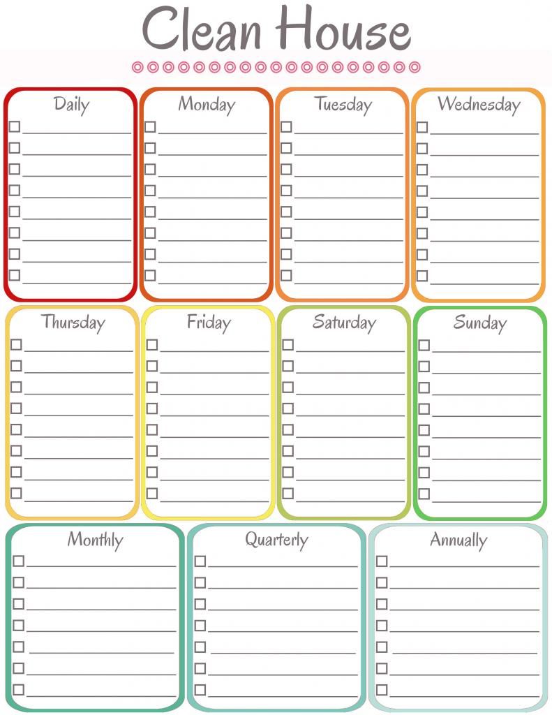 Weekly Cleaning Schedule Template