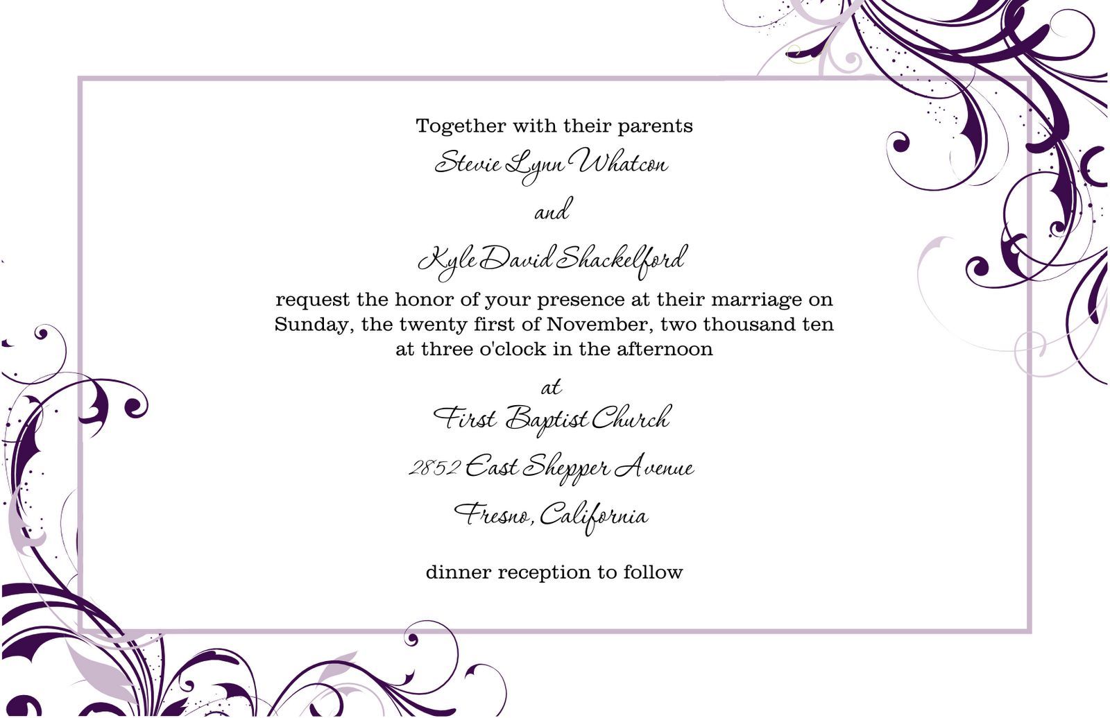 Wedding Invitation Wording Template