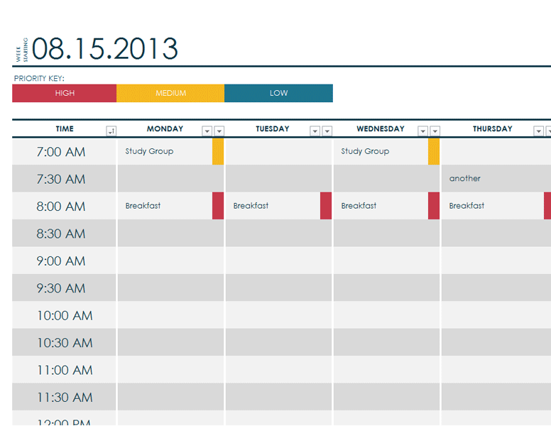 College Schedule Template