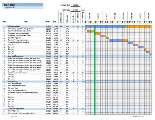 Construction Schedule Template Excel