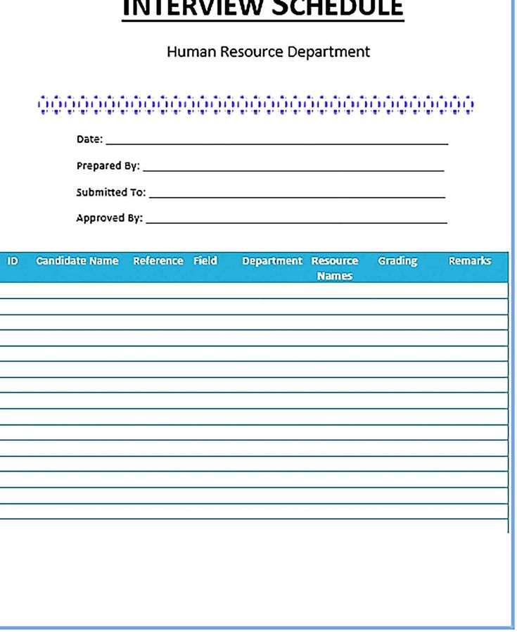 Interview Schedule Template