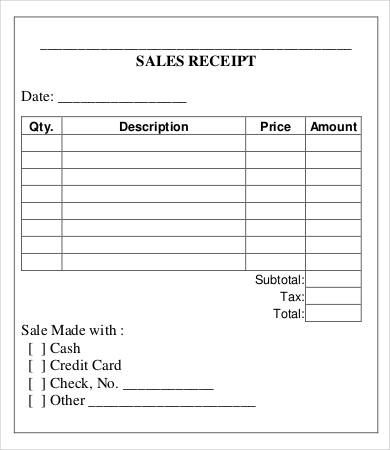 Sales Receipt Template