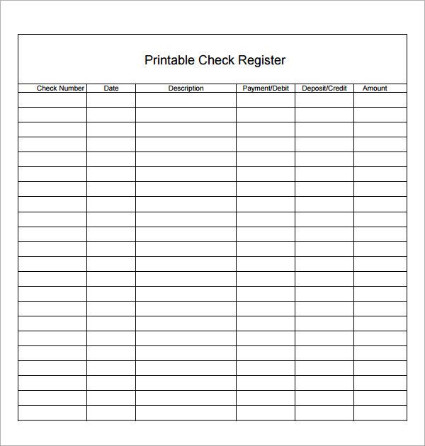 Check Register Template
