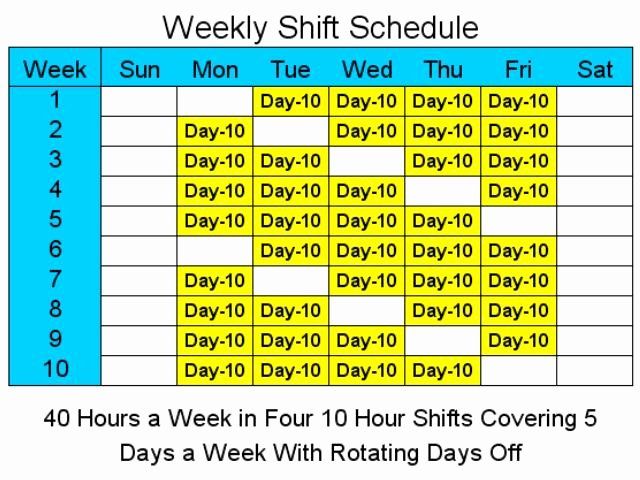 10 Hour Shift Schedule Template