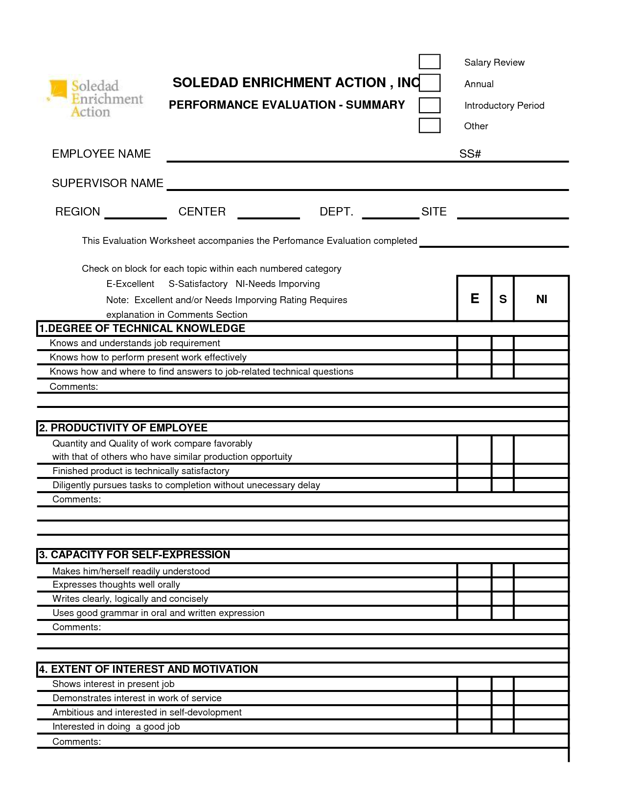 Employee Review Form