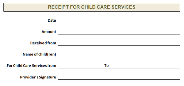 Day Care Receipt Template