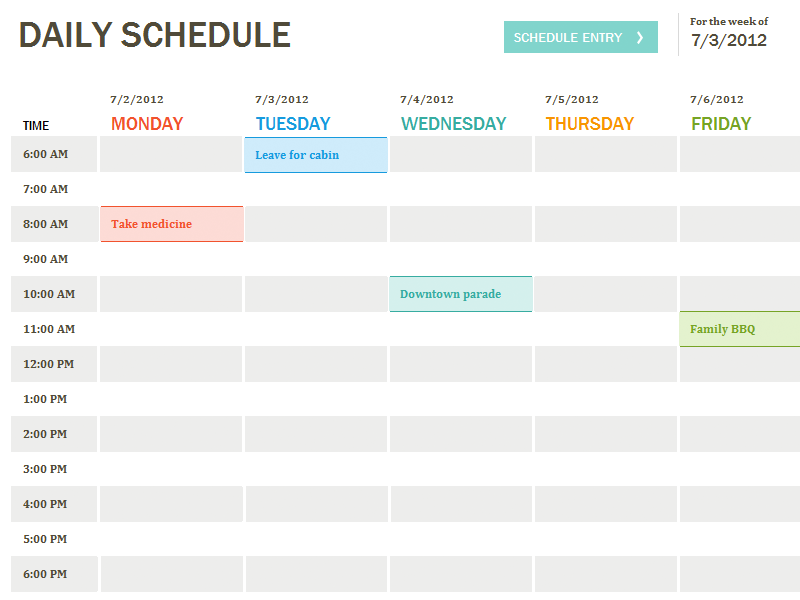 Excel Daily Schedule Template