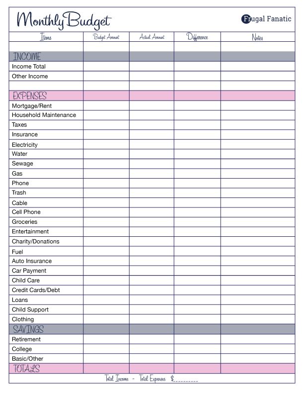 Monthly Budget Template
