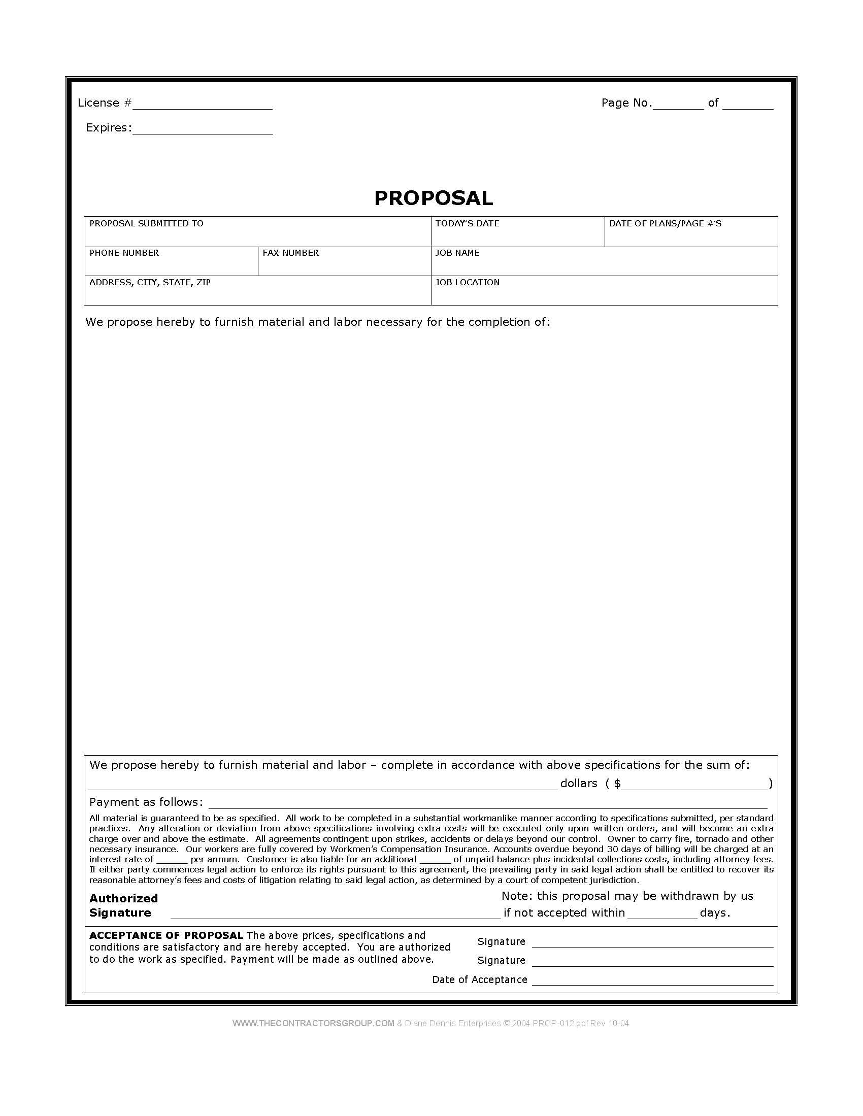 Construction Bid Sheet Template