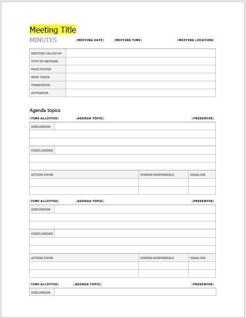 Meeting Minutes Template