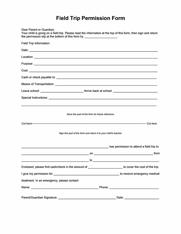 Field Trip Permission Form