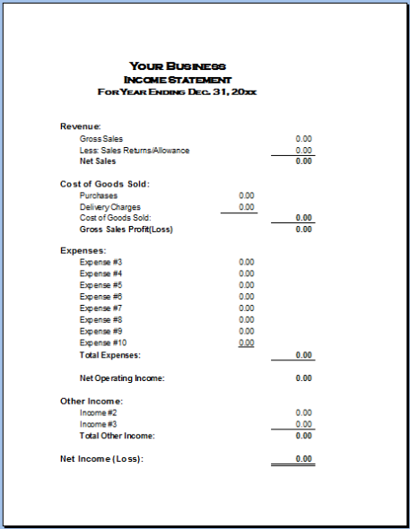 Simple Income Statement Template